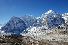 13 Gyalzen Peak, Eiger Peak, Leonpo Gang, Dorje Lakpa, Gur Karpo Ri On Trek To Shishapangma Southwest Advanced Base Camp Gyalzen Peak, Eiger Peak, Leonpo Gang, Dorje Lakpa, and Gur Karpo Ri dominate the view to the south as the trek nears Shishapangma Southwest Advanced Base Camp.